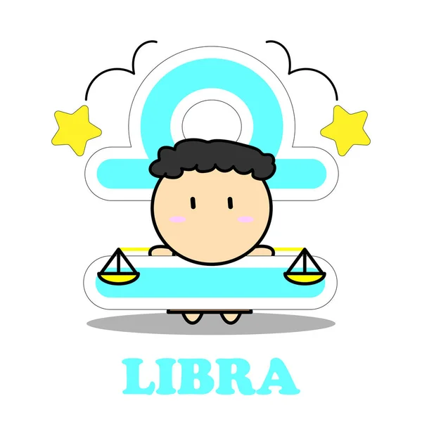 Desenhos animados de Libra com vetor de ícone de signo Big Zodiac isolado no fundo branco — Vetor de Stock