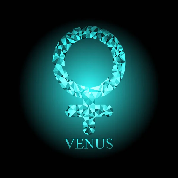 Niebieski wielokątne Wenus ikona astronomii znak symbol wektor ilustracja na czarnym tle — Wektor stockowy