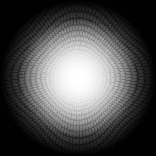 Pontos brancos círculo onda padrão no fundo preto para conceito de fundo abstrato — Vetor de Stock