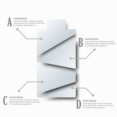 Web sitesi tanıtım kapak poster vektör tasarım Infographic illüstrasyon kavramı için dört konular ile pil basit beyaz 3d kağıt