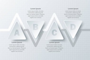 Web sitesi tanıtım kapak poster vektör tasarım Infographic illüstrasyon kavramı için zaman çizelgesinde dört konular basit beyaz kağıt 3d üçgen