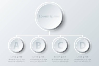 Grafik Web sitesi tanıtımı kapak poster vektör tasarım Infographic illüstrasyon kavramı için dört konular basit beyaz 3d kağıt daire içinde düzenlemek