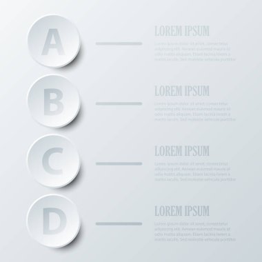 Web sitesi tanıtım kapak poster vektör tasarım Infographic illüstrasyon kavramı için dört konular basit beyaz 3d kağıt daire