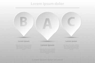 Üç basit beyaz 3d kağıt Web sitesi tanıtımı kapak poster vektör tasarım Infographic illüstrasyon kavramı için etiket konumu