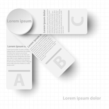 Üç basit beyaz Web sitesi tanıtımı kapak poster vektör tasarım Infographic illüstrasyon kavramı için 3d kağıt etiket