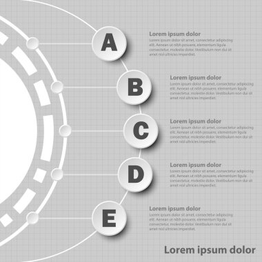 Web sitesi tanıtım kapak poster vektör tasarım Infographic illüstrasyon kavramı için beş konu daire basit beyaz 3d kağıt