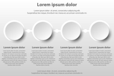 Dört basit beyaz 3d kağıt daireler Web sitesi tanıtımı kapak poster vektör tasarım Infographic illüstrasyon kavramı için konu
