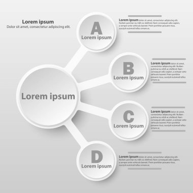 Web sitesi tanıtım kapak poster vektör tasarım Infographic illüstrasyon kavramı için dört konular ile daire basit beyaz 3d kağıt