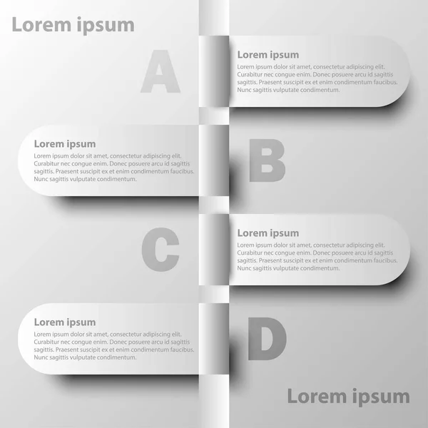 Etiqueta de papel 3d branco simples quatro tópicos para apresentação do site capa cartaz vetor design infográfico ilustração conceito —  Vetores de Stock