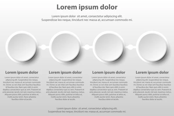 Dört basit beyaz 3d kağıt daireler Web sitesi tanıtımı kapak poster vektör tasarım Infographic illüstrasyon kavramı için konu