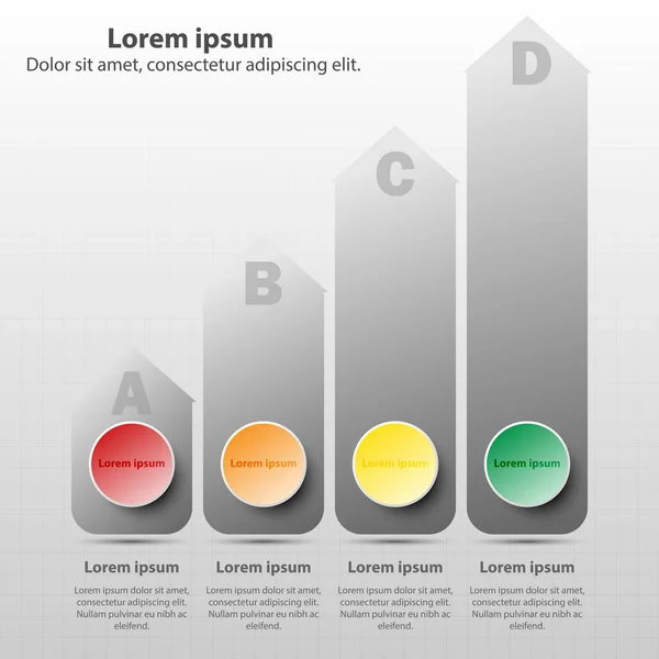 Kleurrijke papier 3D-cirkel met zwarte staafdiagram voor website presentatie cover poster vector infographic illustratie ontwerpconcept — Stockvector