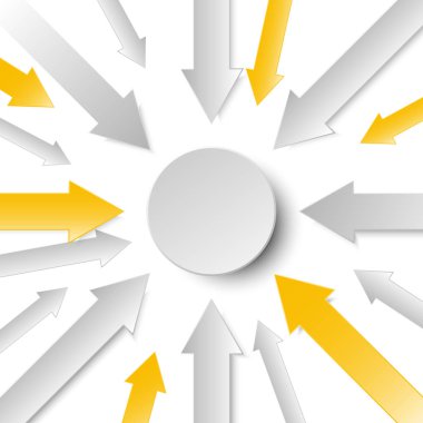 3D ok kağıt ile iş kavramı tasarım merkezi daire