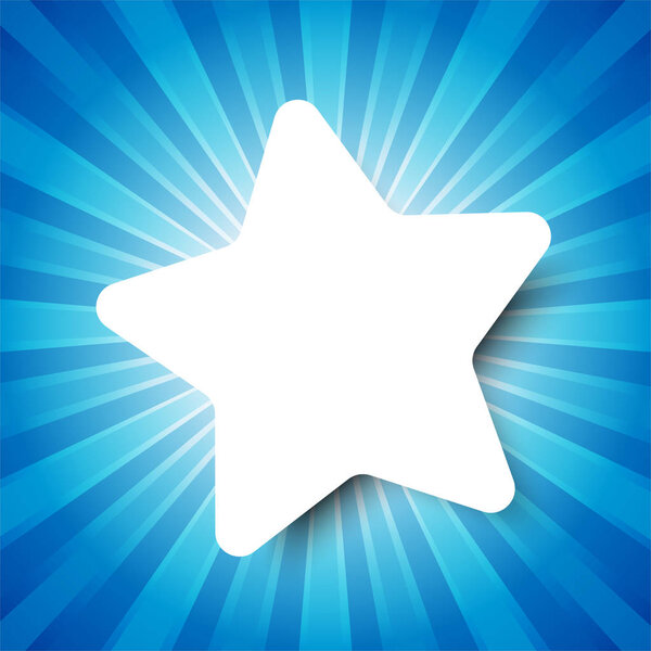 White Star template on Blue abstract background with start burst concept
