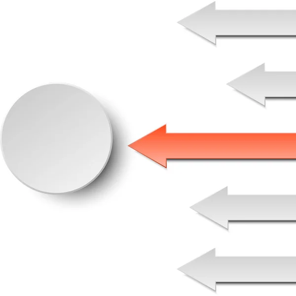 3D-rode en grijze pijl papier met twee cirkels voor zakelijke grafisch conceptontwerp — Stockvector