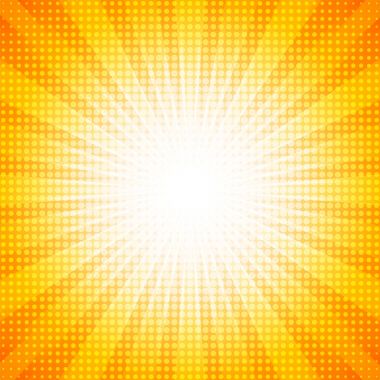 Beyaz noktalar yarı ton portakal soyut yıldız patlaması arka plan kavramı ile