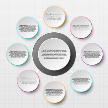 Web sitesi tanıtım kapak poster vektör tasarım Infographic illüstrasyon kavramı için alt gölge üzerinde renkli kenar ile kağıt daire