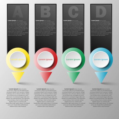 Dört 3d renkli daire kağıt madde imi için içerik iş Infographic kavramı grafik tasarım fikri ile vektör infographics tasarım şablonu