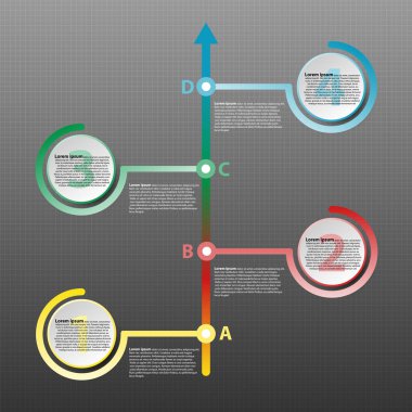 Renkli kağıt daire zaman çizgi ok için Web sitesi tanıtımı kapak poster vektör tasarım Infographic illüstrasyon kavramı ile