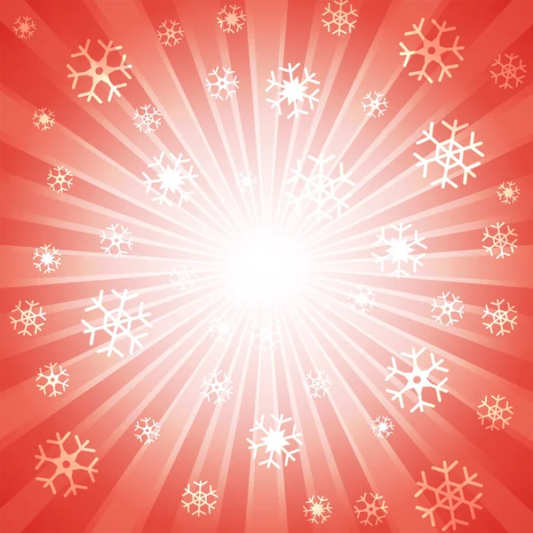 Red burst with many white snowflake for abstract vector design background concept — Stock Vector