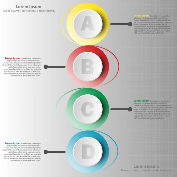 五颜六色的纸圈 3d 网站演示文稿封面海报矢量设计信息图图概念垂直视图中的四个主题 — 图库矢量图片