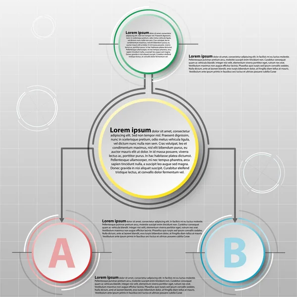 Vector infographics designmall med 3d cirkel papper separat 2 träffar för content business infographic konceptidé grafisk design — Stock vektor