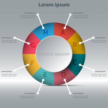renkli pasta grafiği için Web sitesi tanıtımı kapak poster vektör tasarım Infographic illüstrasyon kavramı ile 3D kağıt daire
