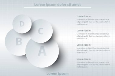 Web sitesi tanıtım kapak poster vektör tasarım Infographic illüstrasyon kavramı için katman üzerinde dört konular basit beyaz 3d kağıt daire