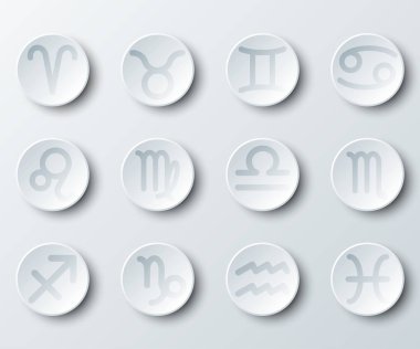Astroloji burç vektör tasarım illüstrasyon kavramı için kağıt daire basit beyaz 3d
