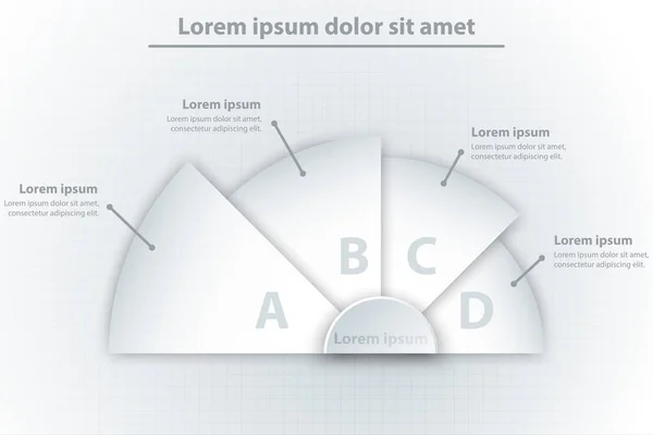 Vier onderwerpen voor simple white 3d papier halve cirkel voor website presentatie cover poster vector infographic illustratie ontwerpconcept — Stockvector