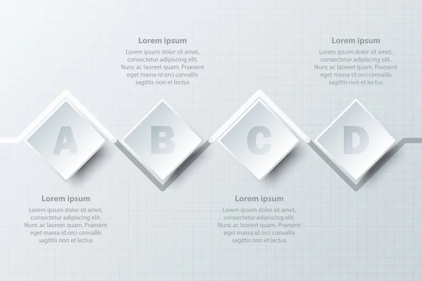 Fyra ämnen enkel vitboken 3d torget på tidslinje för webbplats presentation cover affisch vektor infographic illustration designkoncept — Stock vektor