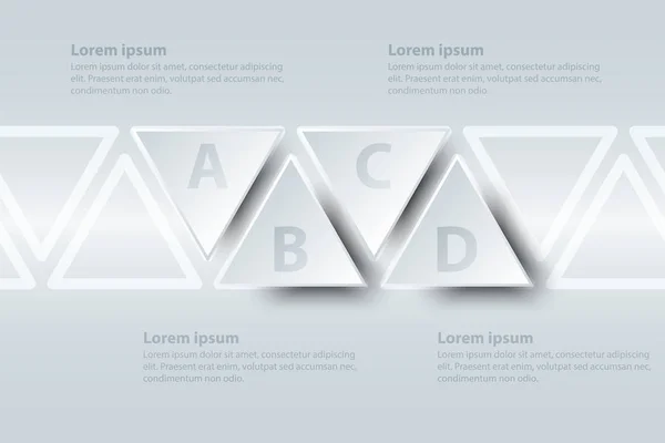Vier onderwerpen eenvoudige Witboek 3d driehoek op volgorde voor website presentatie cover poster vector infographic illustratie ontwerpconcept — Stockvector
