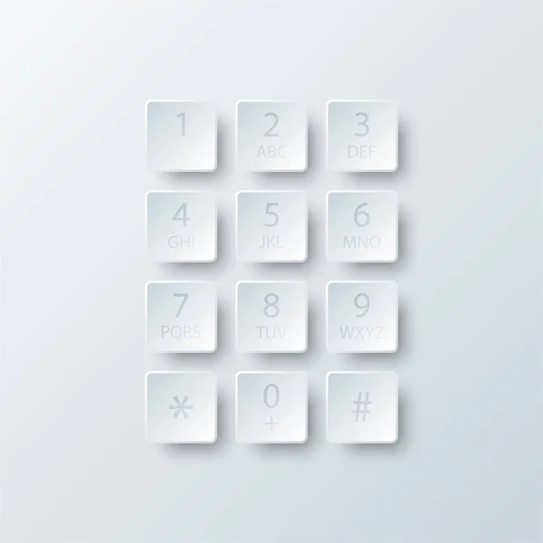Papel de botão quadrado de discagem de número 3d branco simples para apresentação de site design de vetor de cartaz conceito de ilustração infográfica — Vetor de Stock