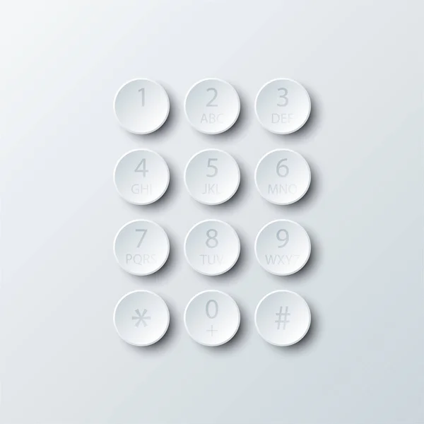 Papel de botão de discagem de número 3d branco simples para apresentação de site design de vetor de cartaz conceito de ilustração infográfica —  Vetores de Stock