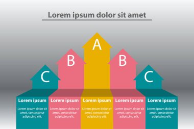 Renkli kağıt ok Infographic stili için Web sitesi tanıtımı kapak poster vektör tasarım illüstrasyon kavramı