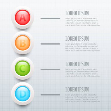 Dört konular renkli web sitesi tanıtımı kapak poster vektör tasarım Infographic illüstrasyon kavramı için ızgara üzerinde 3d daire