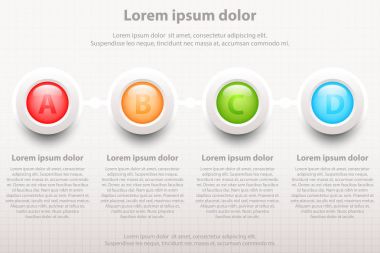 Dört renkli konular 3d daireler bilgi için Web sitesi tanıtımı kapak poster vektör tasarım Infographic illüstrasyon kavramı