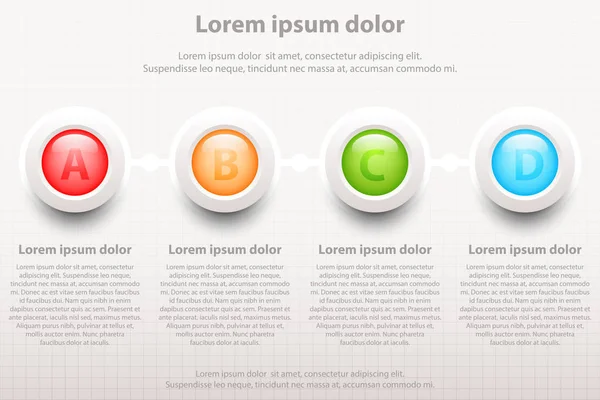 Dört renkli konular 3d daireler bilgi için Web sitesi tanıtımı kapak poster vektör tasarım Infographic illüstrasyon kavramı