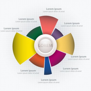 Renkli pasta grafiği beyaz 3d daire Merkezi Web sitesi tanıtımı kapak poster vektör tasarım Infographic illüstrasyon kavramı içinde olan