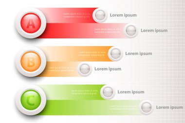 Web sitesi tanıtım kapak poster vektör tasarım Infographic illüstrasyon kavramı için renkli daire üç konu ile 3d ve iki şerit