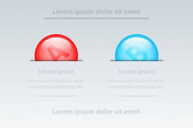 Beyaz Şablon Web sitesi tanıtımı kapak poster vektör tasarım Infographic illüstrasyon kavramı için renkli 3d mermer çevrelerin iki konu ekle