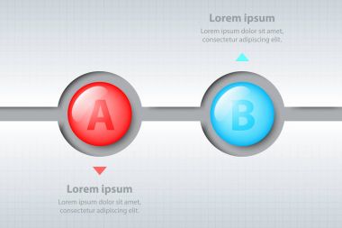 Zaman Çizelgesi'nde renkli 3d mermer çevrelerin iki konu beyaz Şablon Web sitesi tanıtımı kapak poster vektör tasarım Infographic illüstrasyon kavramı için carve