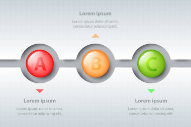 Zaman Çizelgesi'nde renkli 3d mermer çevrelerin üç konu beyaz Şablon Web sitesi tanıtımı kapak poster vektör tasarım Infographic illüstrasyon kavramı için carve