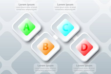 Renkli dört konular 3d kağıt kare desen sunu kapak poster vektör tasarım Infographic illüstrasyon kavramı için sıra Zaman Çizelgesi'nde