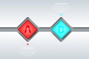 Zaman Çizelgesi'nde renkli 3d fliped Meydanı'nın iki konu beyaz Şablon Web sitesi tanıtımı kapak poster vektör tasarım Infographic illüstrasyon kavramı için beyaz çizgilerini bölmek