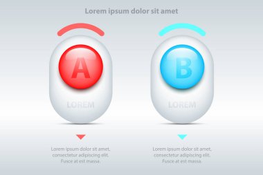 Sunu kapak poster vektör tasarım Infographic illüstrasyon kavramı için beyaz kare renkli iki konu 3d mermer yuvarlağına