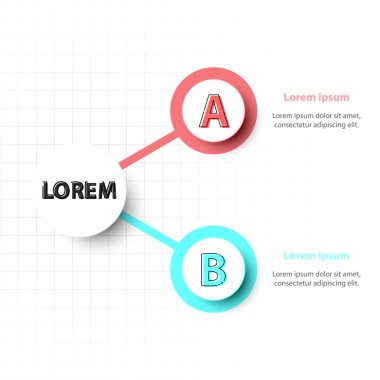 Renkli iki konu 3d kağıt daire ızgara için Web sitesi tanıtımı kapak poster vektör tasarım Infographic illüstrasyon kavramı üzerinde