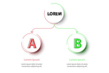İki konu renkli 3d çevrelerde düzenlemek grafik Web sitesi tanıtımı kapak poster vektör tasarım Infographic illüstrasyon kavramı için beyaz arka plan üzerinde