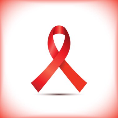 Beyaz arka plan simge vektör grafik tasarım üzerinde izole kırmızı farkındalık şerit