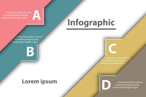 4 개의 다채로운 평방 줄무늬와 함께 프레 젠 테이 션 커버 포스터 벡터 디자인 infographic 그림 개념에 대 한 흰색 바탕에 그림자 — 스톡 벡터