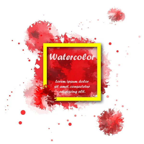 Kırmızı renk sarı kare kenarlık için Illustrator grafik vektör tasarımı ile suluboya arka plan